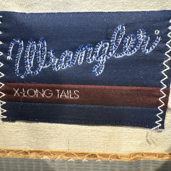 VTG Wrangler Brushpopper X-Long Tails Mens 17.5x36 Tan Black Striped Cowboy 90s - Picture 3 of 7